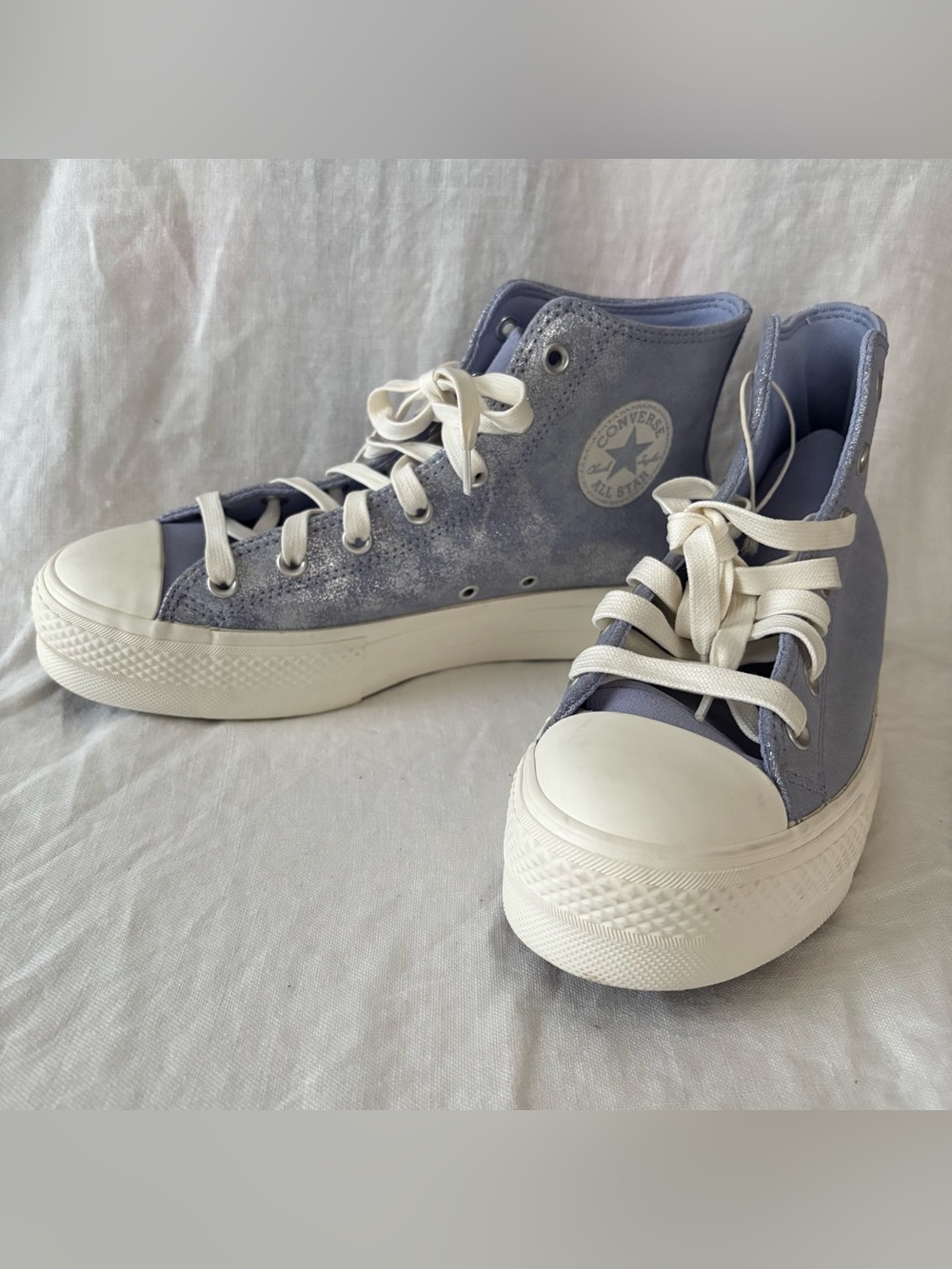 Converse Chuck Taylor All Star Lift Platform Suede Shimmer Womens 10 Lilac Shoe